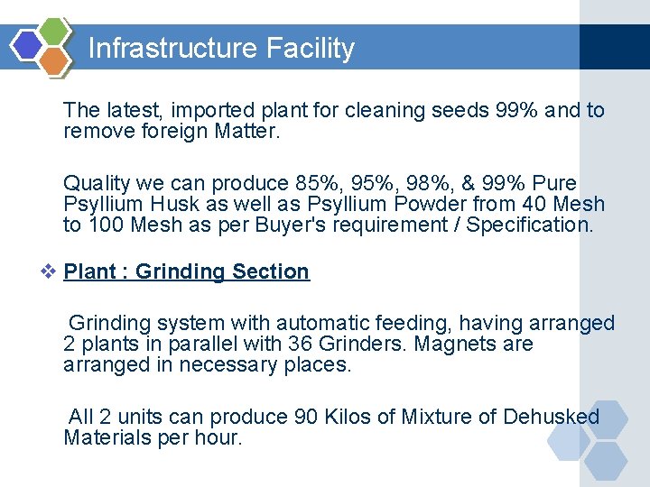 Infrastructure Facility The latest, imported plant for cleaning seeds 99% and to remove foreign