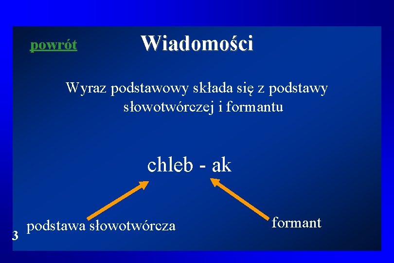 Podzia wyrazu na podstaw sowotwrcz i formant Lekcja