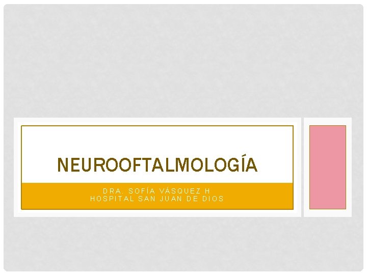 NEUROOFTALMOLOGÍA DRA. SOFÍA VÁSQUEZ H HOSPITAL SAN JUAN DE DIOS 