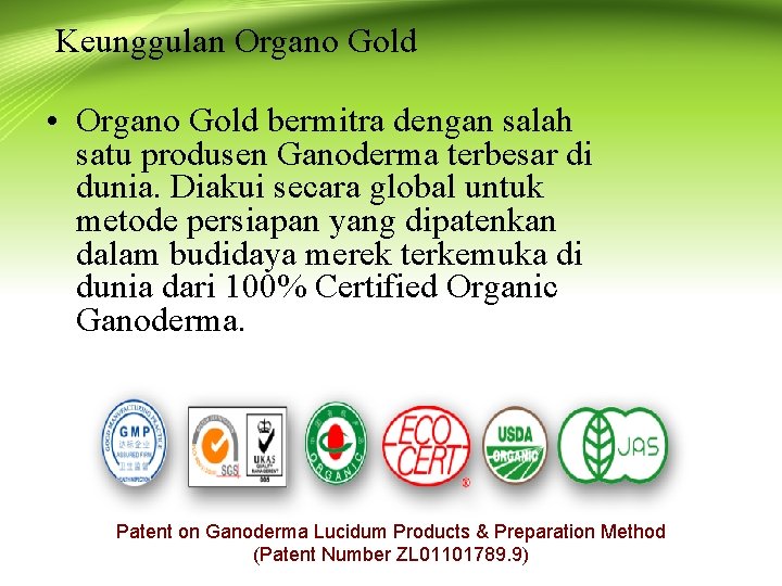 Keunggulan Organo Gold • Organo Gold bermitra dengan salah satu produsen Ganoderma terbesar di