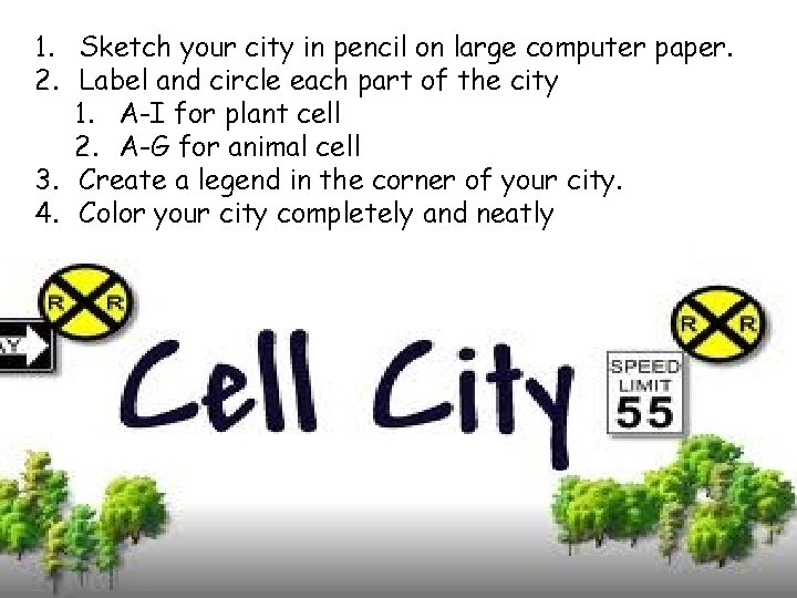 1. Sketch your city in pencil on large computer paper. 2. Label and circle 1. Sketch your city in pencil on large computer paper. 2. Label and circle