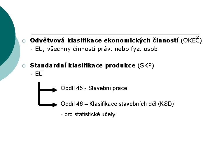 ¡ Odvětvová klasifikace ekonomických činností (OKEČ) - EU, všechny činnosti práv. nebo fyz. osob
