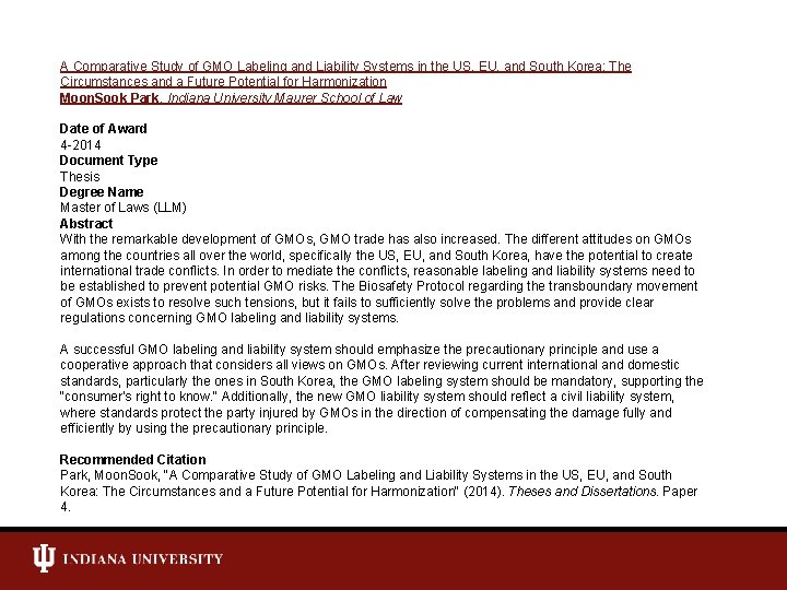 A Comparative Study of GMO Labeling and Liability Systems in the US, EU, and