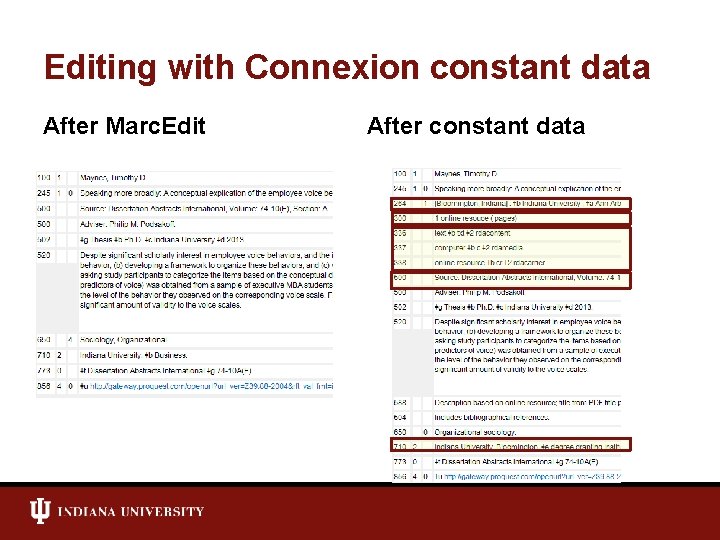 Editing with Connexion constant data After Marc. Edit After constant data 