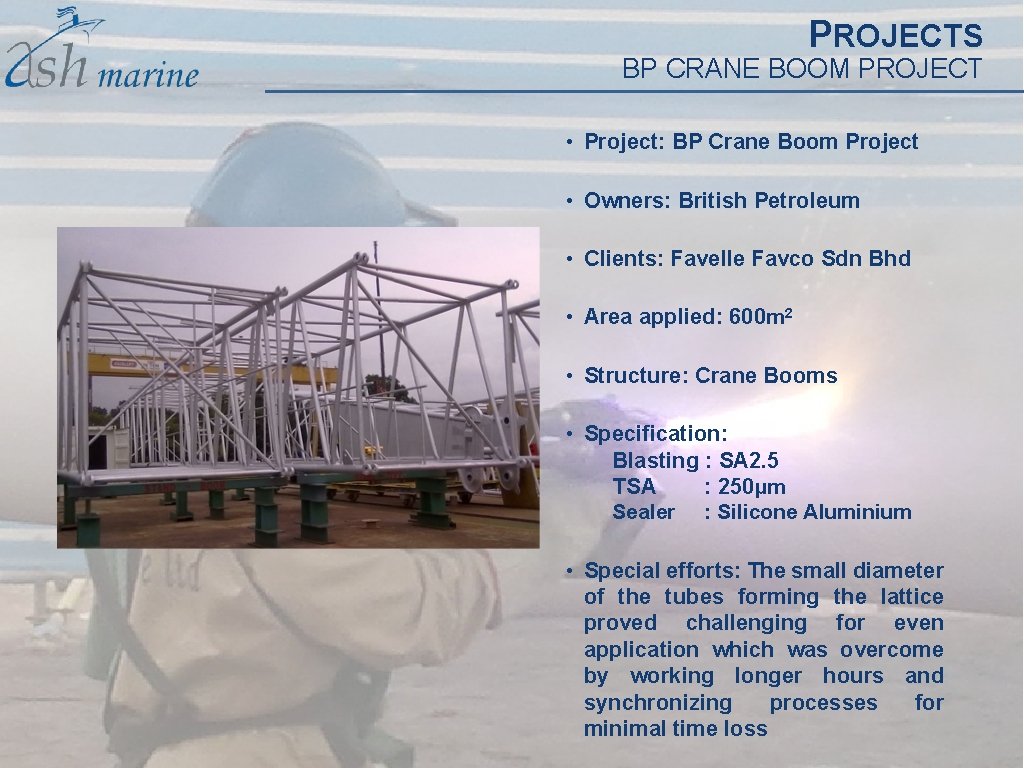 PROJECTS BP CRANE BOOM PROJECT • Project: BP Crane Boom Project • Owners: British PROJECTS BP CRANE BOOM PROJECT • Project: BP Crane Boom Project • Owners: British