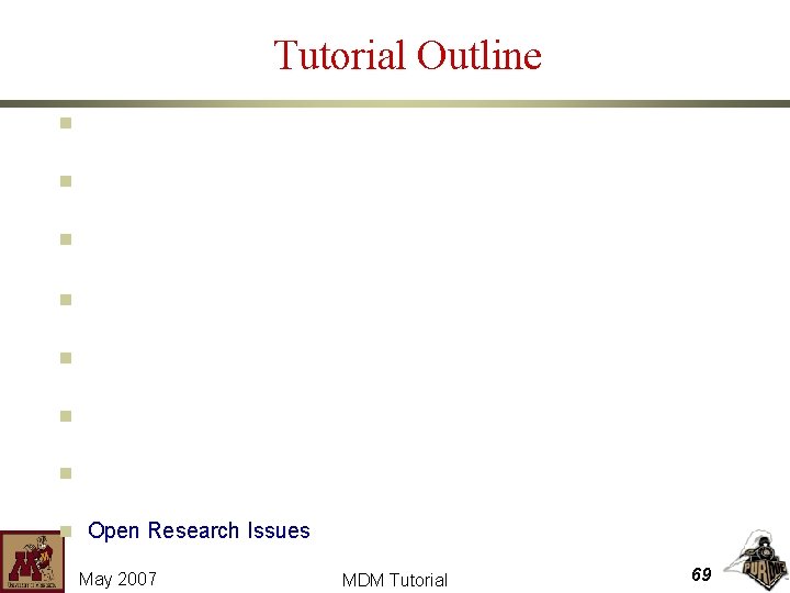 Tutorial Outline n Location-aware Environments n Location-aware Snapshot Query Processing n Location-aware Continuous Query