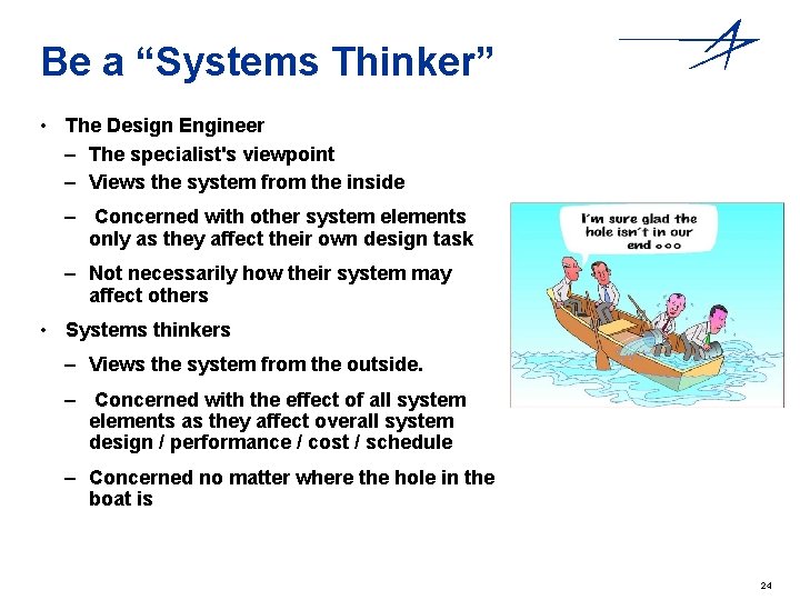 Be a “Systems Thinker” • The Design Engineer – The specialist's viewpoint – Views