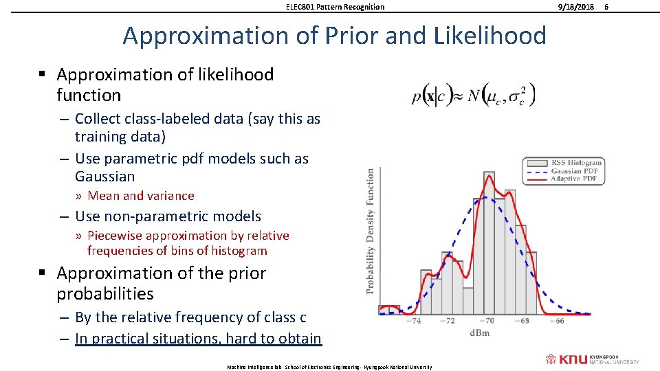 ELEC 801 Pattern Recognition Approximation of Prior and Likelihood § Approximation of likelihood function