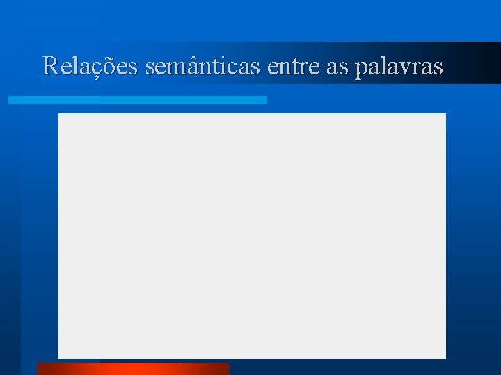 Relações semânticas entre as palavras 