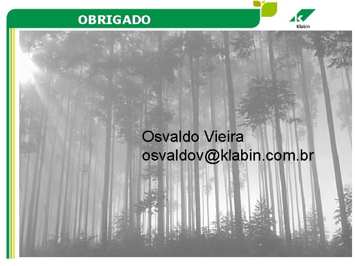 OBRIGADO Osvaldo Vieira osvaldov@klabin. com. br 