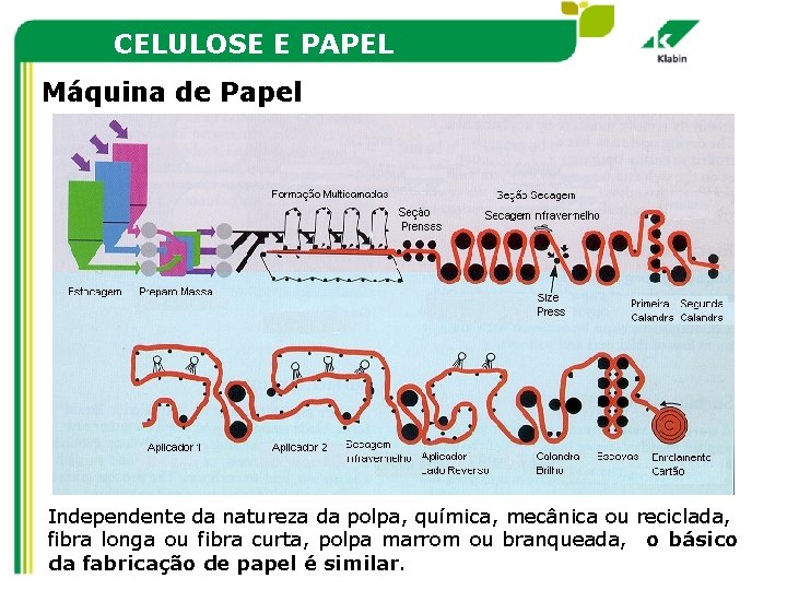 CELULOSE E PAPEL Máquina de Papel Independente da natureza da polpa, química, mecânica ou