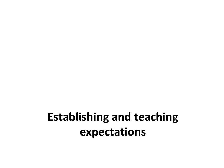 Establishing and teaching expectations 