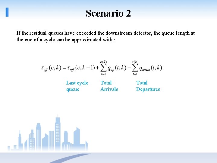 Scenario 2 If the residual queues have exceeded the downstream detector, the queue length