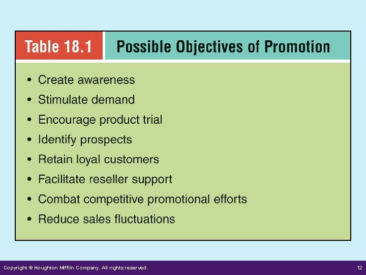 Copyright © Houghton Mifflin Company. All rights reserved. 12 