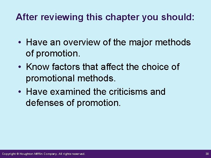 After reviewing this chapter you should: • Have an overview of the major methods