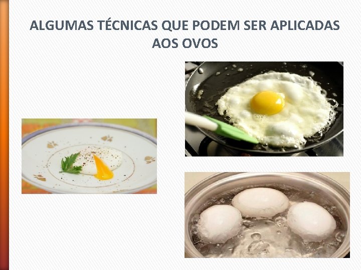 ALGUMAS TÉCNICAS QUE PODEM SER APLICADAS AOS OVOS 