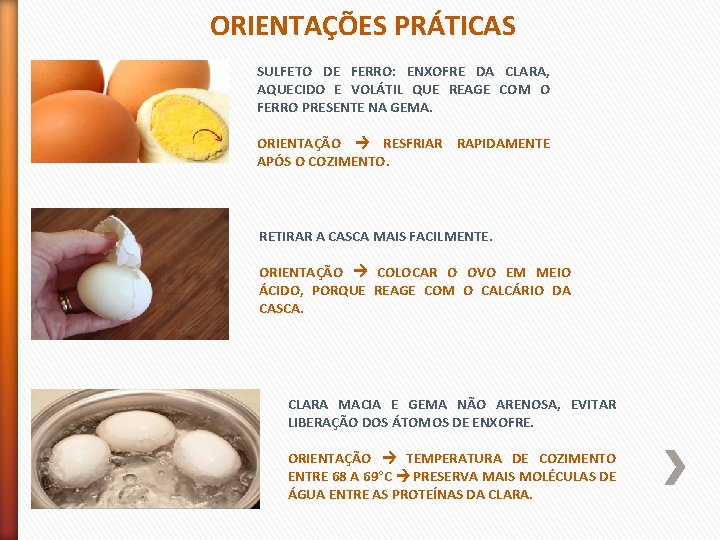 ORIENTAÇÕES PRÁTICAS SULFETO DE FERRO: ENXOFRE DA CLARA, AQUECIDO E VOLÁTIL QUE REAGE COM