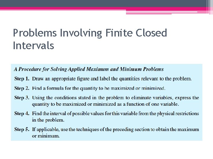 Problems Involving Finite Closed Intervals 