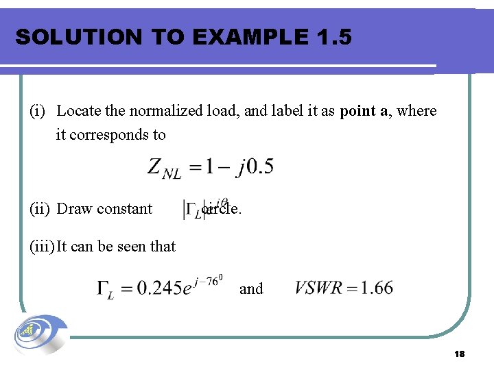 SOLUTION TO EXAMPLE 1. 5 (i) Locate the normalized load, and label it as