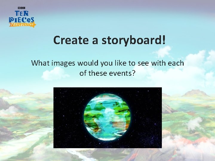 Create a storyboard! What images would you like to see with each of these