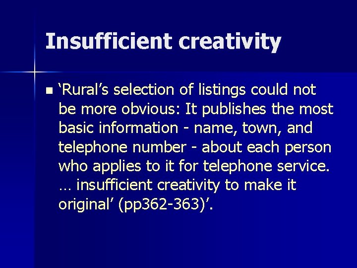 Insufficient creativity n ‘Rural’s selection of listings could not be more obvious: It publishes Insufficient creativity n ‘Rural’s selection of listings could not be more obvious: It publishes