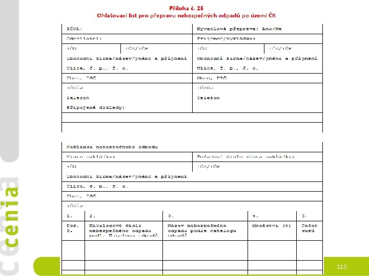  ODPADY - ohlašování v roce 2017 110 