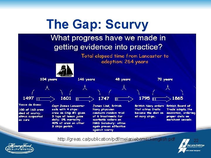 The Gap: Scurvy http: //greas. ca/publication/pdf/melaniebarwickenglish. pdf 22 