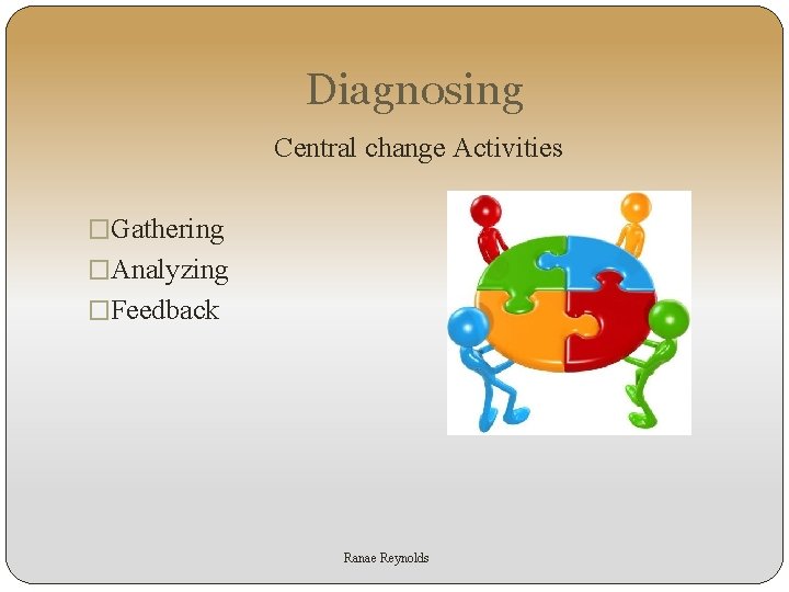 Diagnosing Central change Activities �Gathering �Analyzing �Feedback Ranae Reynolds 