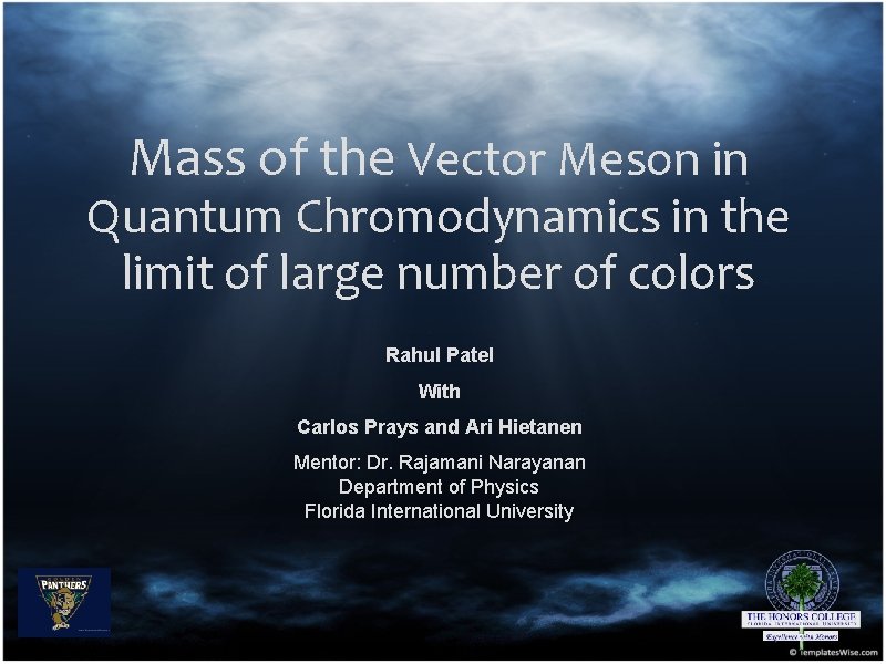 Mass of the Vector Meson in Quantum Chromodynamics in the limit of large number
