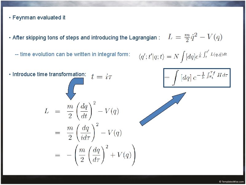 • Feynman evaluated it • After skipping tons of steps and introducing the
