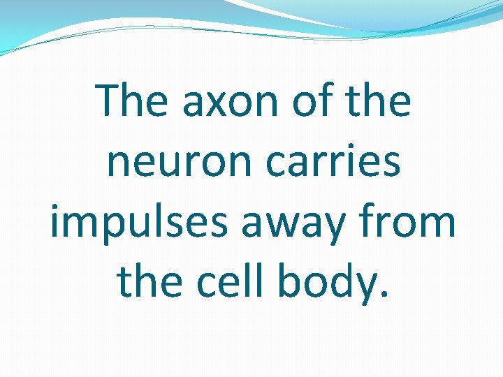 The axon of the neuron carries impulses away from the cell body. 