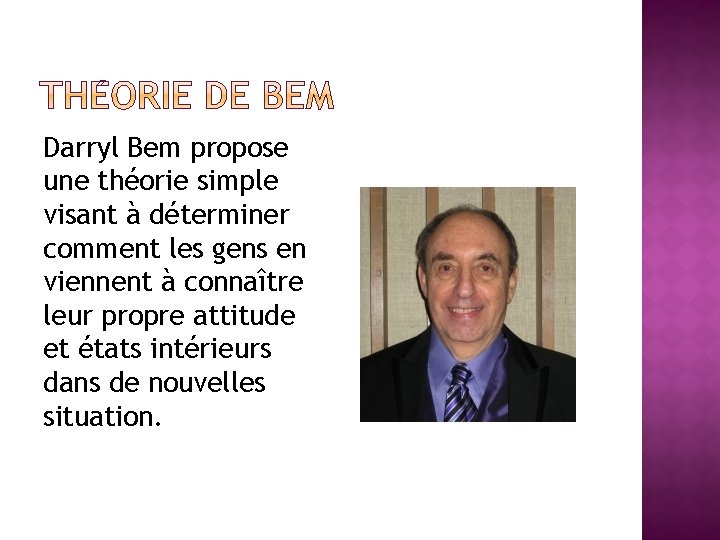 Darryl Bem propose une théorie simple visant à déterminer comment les gens en viennent