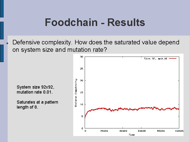 Foodchain - Results Defensive complexity. How does the saturated value depend on system size
