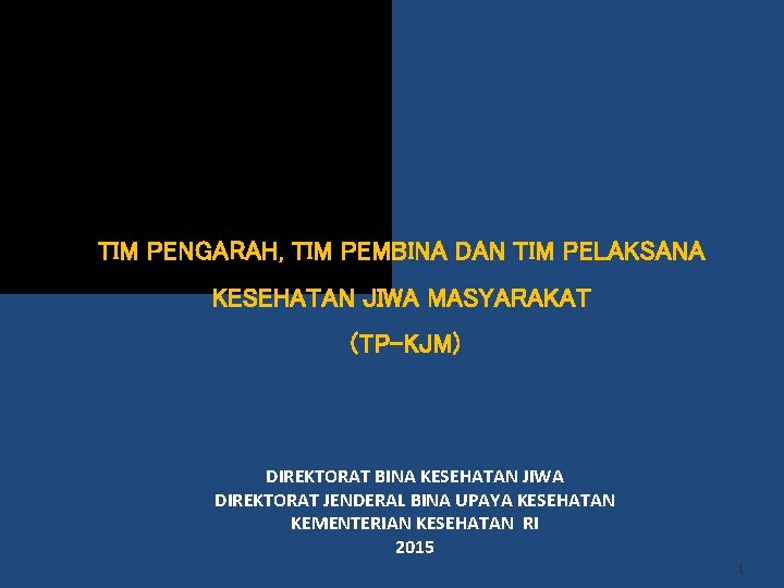 TIM PENGARAH, TIM PEMBINA DAN TIM PELAKSANA KESEHATAN JIWA MASYARAKAT (TP-KJM) DIREKTORAT BINA KESEHATAN