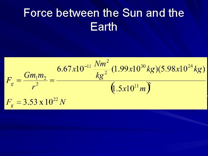 Force between the Sun and the Earth 