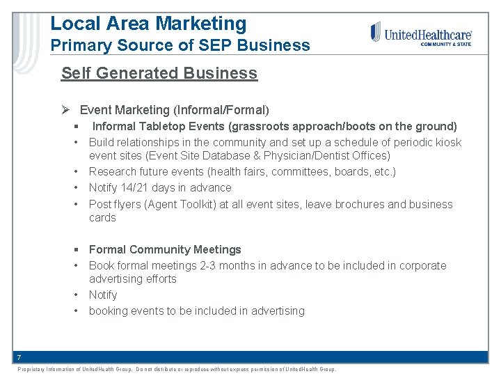 Local Area Marketing Primary Source of SEP Business Self Generated Business Ø Event Marketing Local Area Marketing Primary Source of SEP Business Self Generated Business Ø Event Marketing