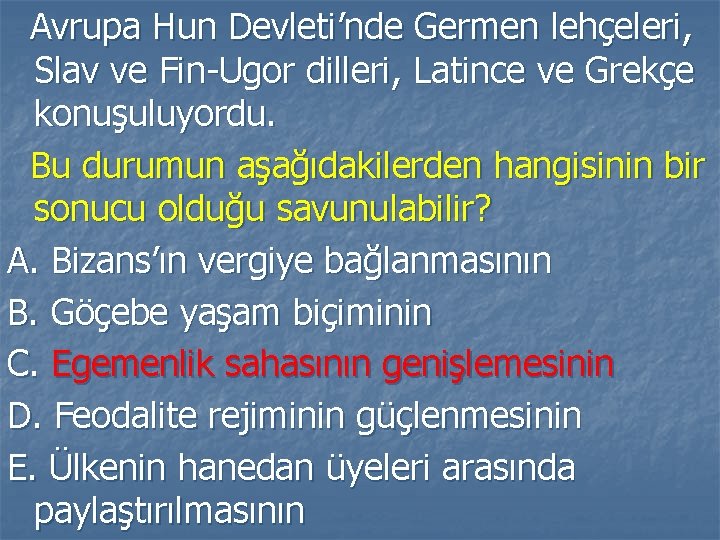 Avrupa Hun Devleti’nde Germen lehçeleri, Slav ve Fin-Ugor dilleri, Latince ve Grekçe konuşuluyordu. Bu