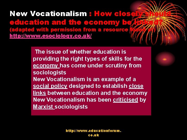 New Vocationalism : How closely should education and the economy be linked? (adapted with