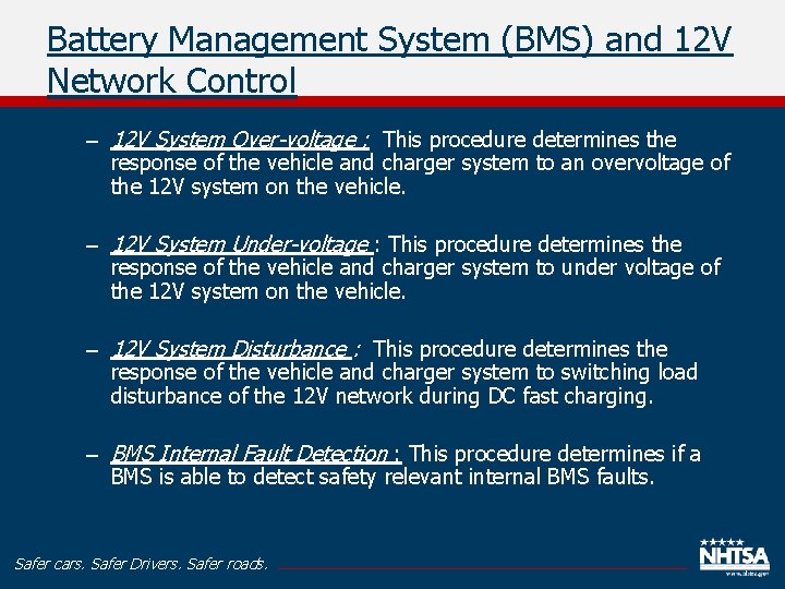 Battery Management System (BMS) and 12 V Network Control – 12 V System Over-voltage