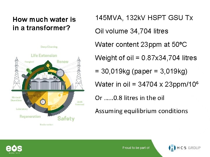 How much water is in a transformer? 145 MVA, 132 k. V HSPT GSU