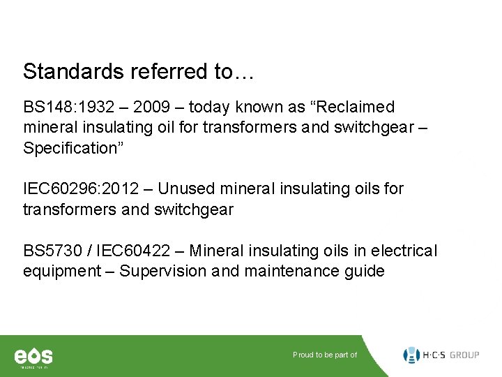 Standards referred to… BS 148: 1932 – 2009 – today known as “Reclaimed mineral