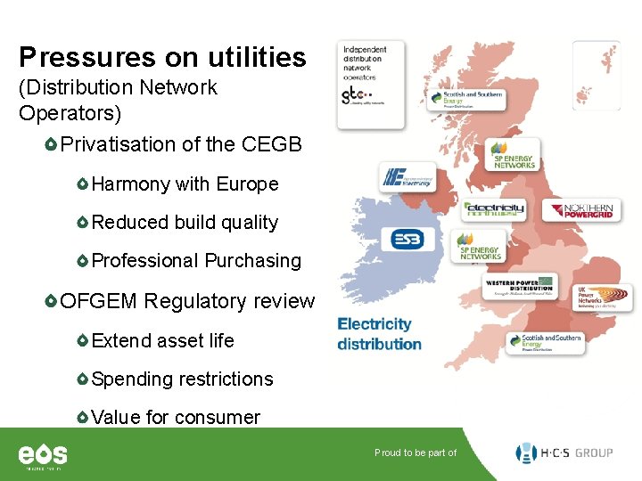 Pressures on utilities (Distribution Network Operators) Privatisation of the CEGB Harmony with Europe Reduced