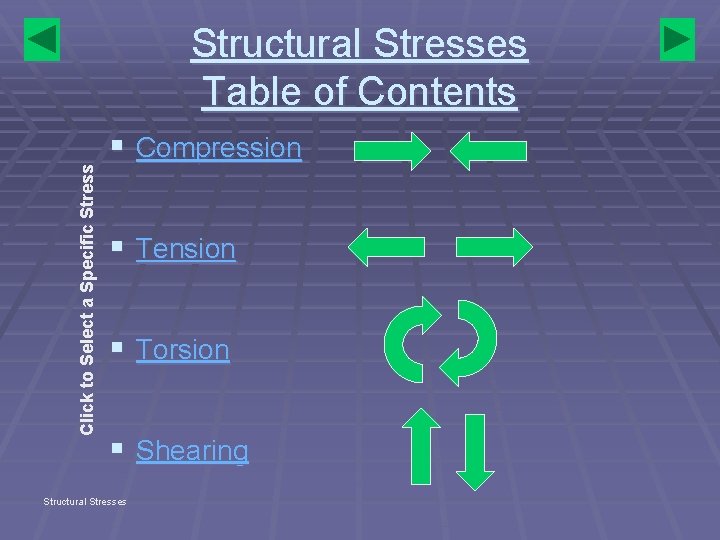 Click to Select a Specific Stress Structural Stresses Table of Contents § Compression §