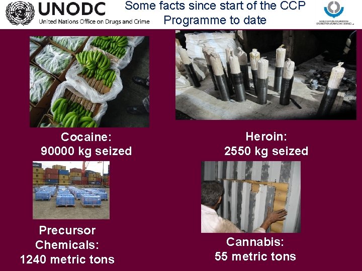 Some facts since start of the CCP Programme to date Cocaine: 90000 kg seized