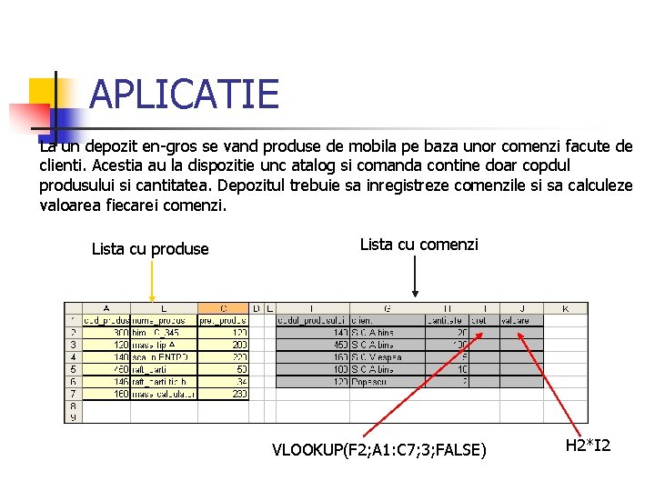 APLICATIE La un depozit en-gros se vand produse de mobila pe baza unor comenzi