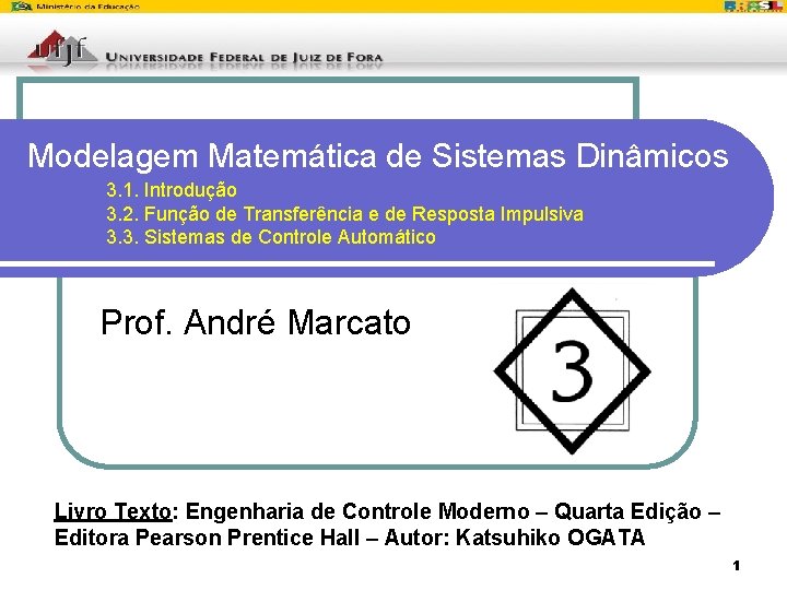 Modelagem Matemática de Sistemas Dinâmicos 3. 1. Introdução 3. 2. Função de Transferência e