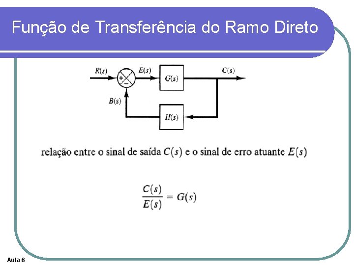 Função de Transferência do Ramo Direto Aula 6 