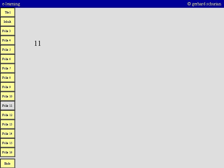 e-learning © gerhard schurian Titel Inhalt Folie 3 Folie 4 Folie 5 Folie 6