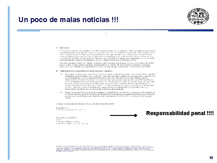 Un poco de malas noticias !!! Responsabilidad penal !!!! 18 