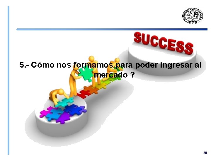 5. - Cómo nos formamos para poder ingresar al mercado ? 30 